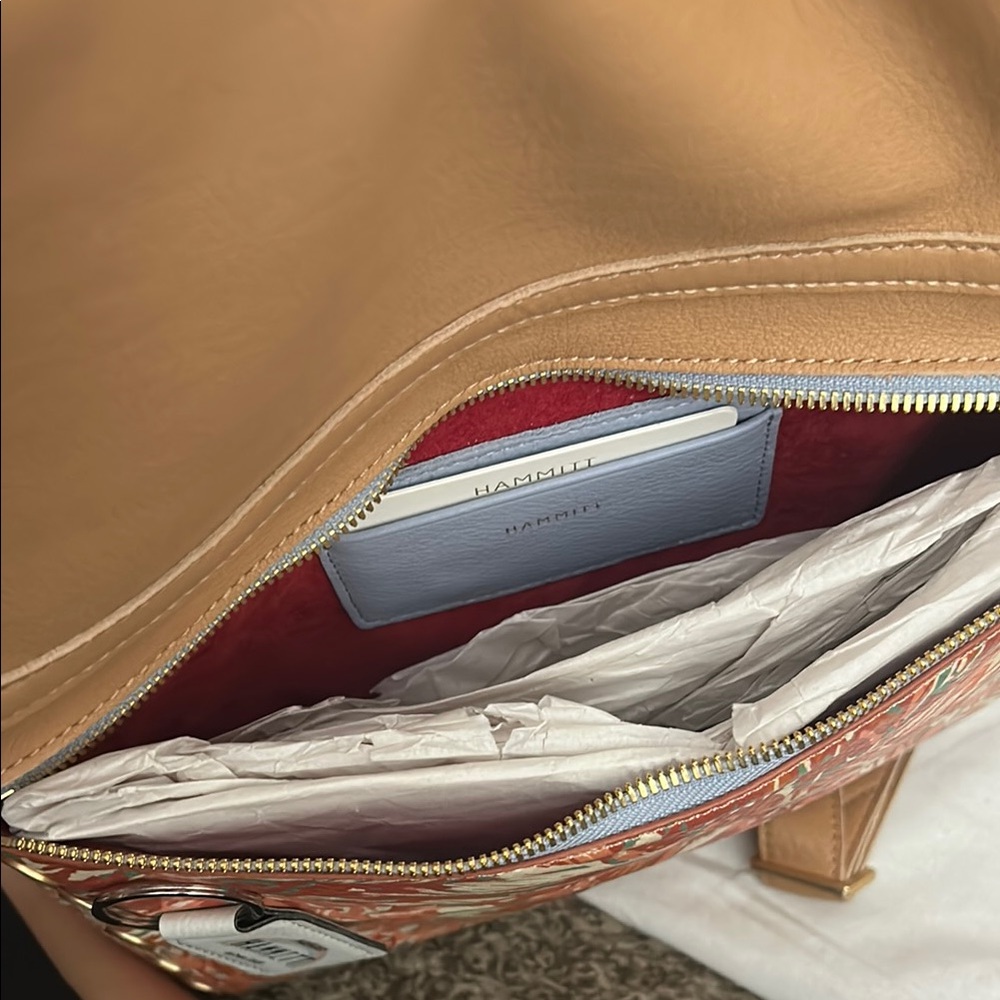 Tan and Orange Women's Crossbody Bag - Picture 3 of 4